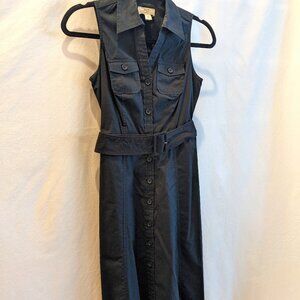 Ann Taylor Loft Women's Black Sleeveless Midi-Length Dress - Size 00 Petite